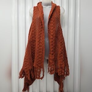 Women's Rust Sleeveless Knit Cardigan